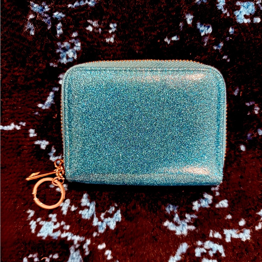 4/$20 ๐๏ธ Sparkling Glitter Wallet | Turquiose | Cardholder with Keychain Clip - Picture 5 of 6
